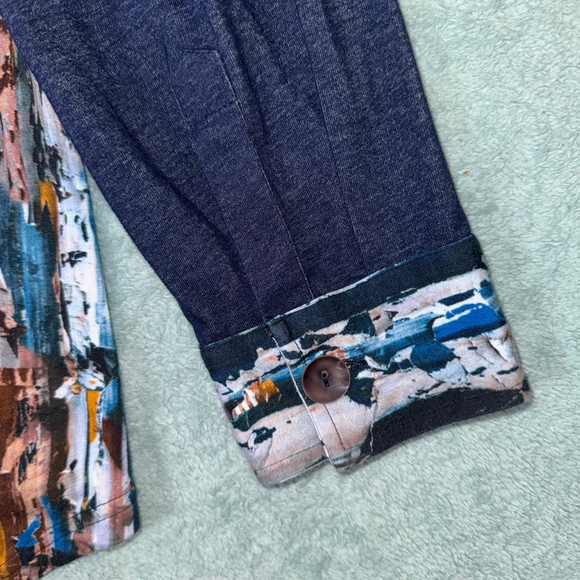 Women's Parsley & Sage Button Down Tunic Shirt XL Blue Brown Abstract Artsy - Picture 9 of 11